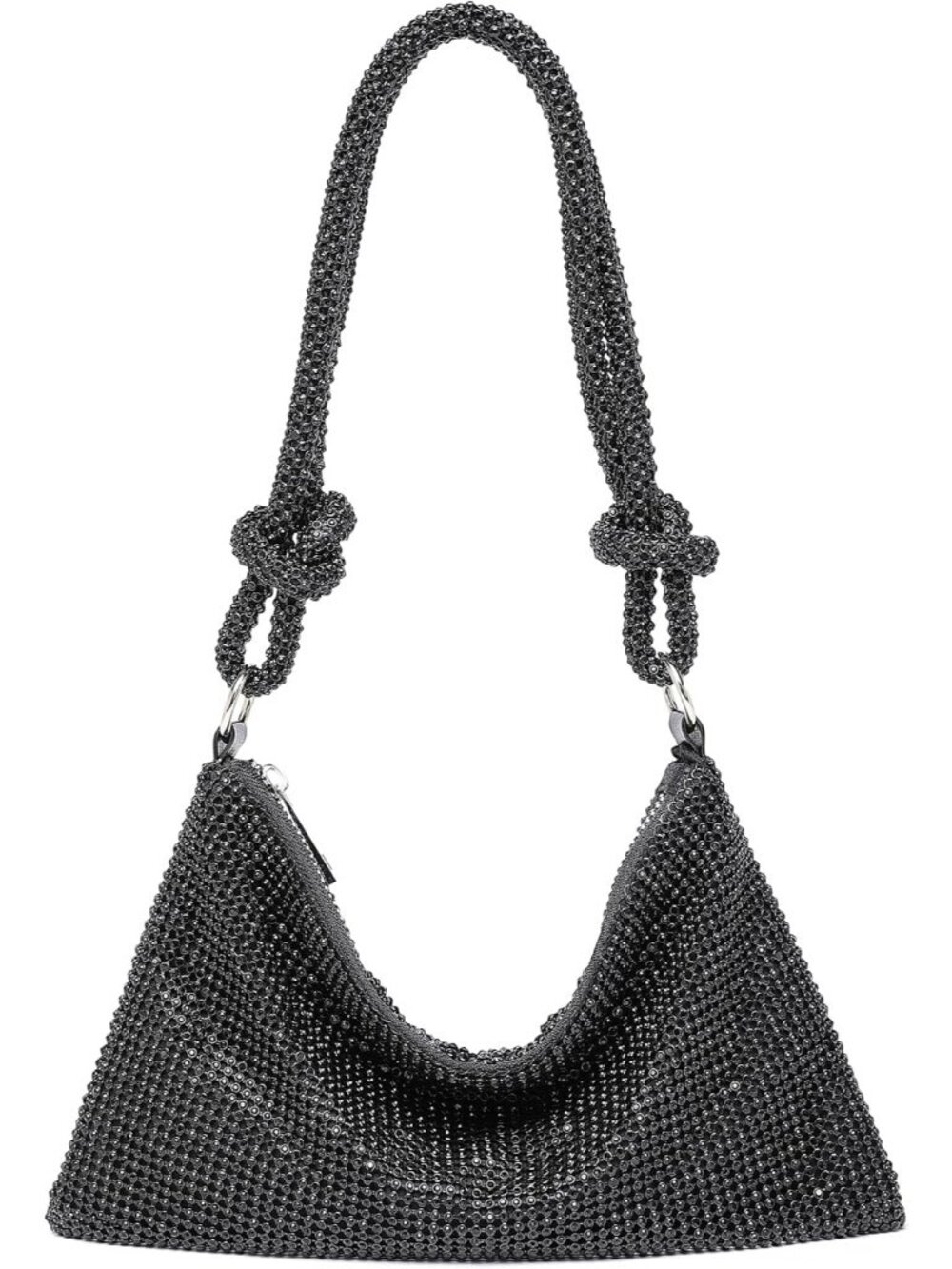 Women's Black Sparkly Rhinestone Clutch Purse Evening Party Dressy Handbag
